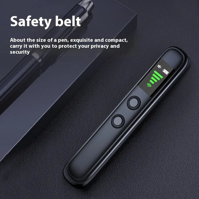 T66 black wireless camera detector with infrared alarm, sound and vibration modes, 5V, Type-C cable