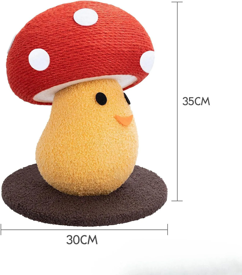 Foldable accordion-design cardboard cat scratcher board with mushroom-shaped lounge