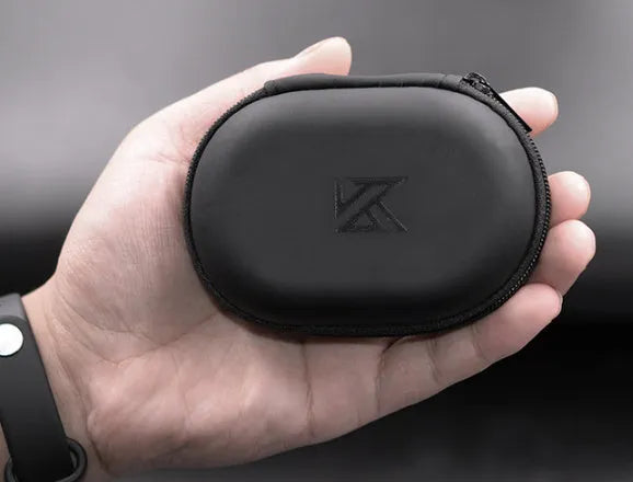 Black oval leather earphone storage bag for EDX PRO and compatible models.
