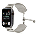 Metal embossed Apple Watch bracelet strap in gold, black, silver, and rose gold for 38/40/41mm and 42/44/45mm cases