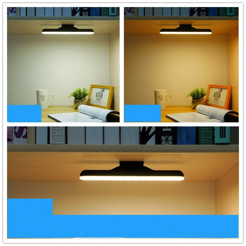 Modern white LED desk lamp with touch controls and flexible gooseneck design on wooden desk