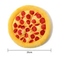 Yellow pizza slice shaped dog chew toy with teddy bear fabric and squeaker for small dogs
