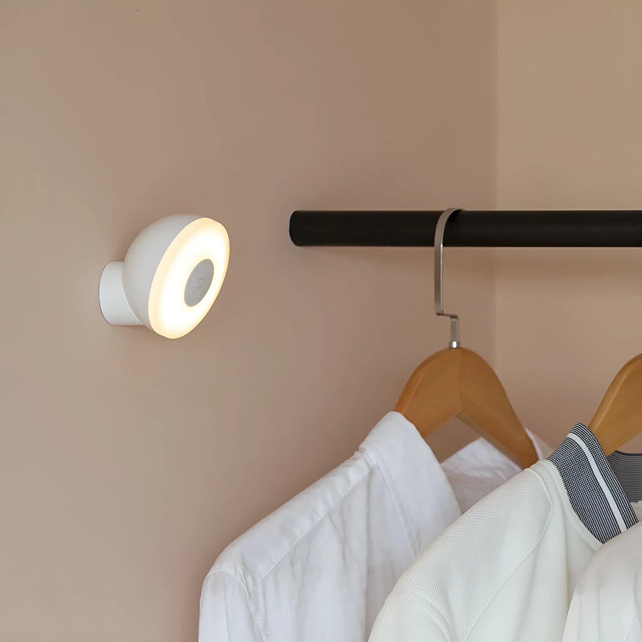White modern bedside table lamp with human body induction and Bluetooth connectivity