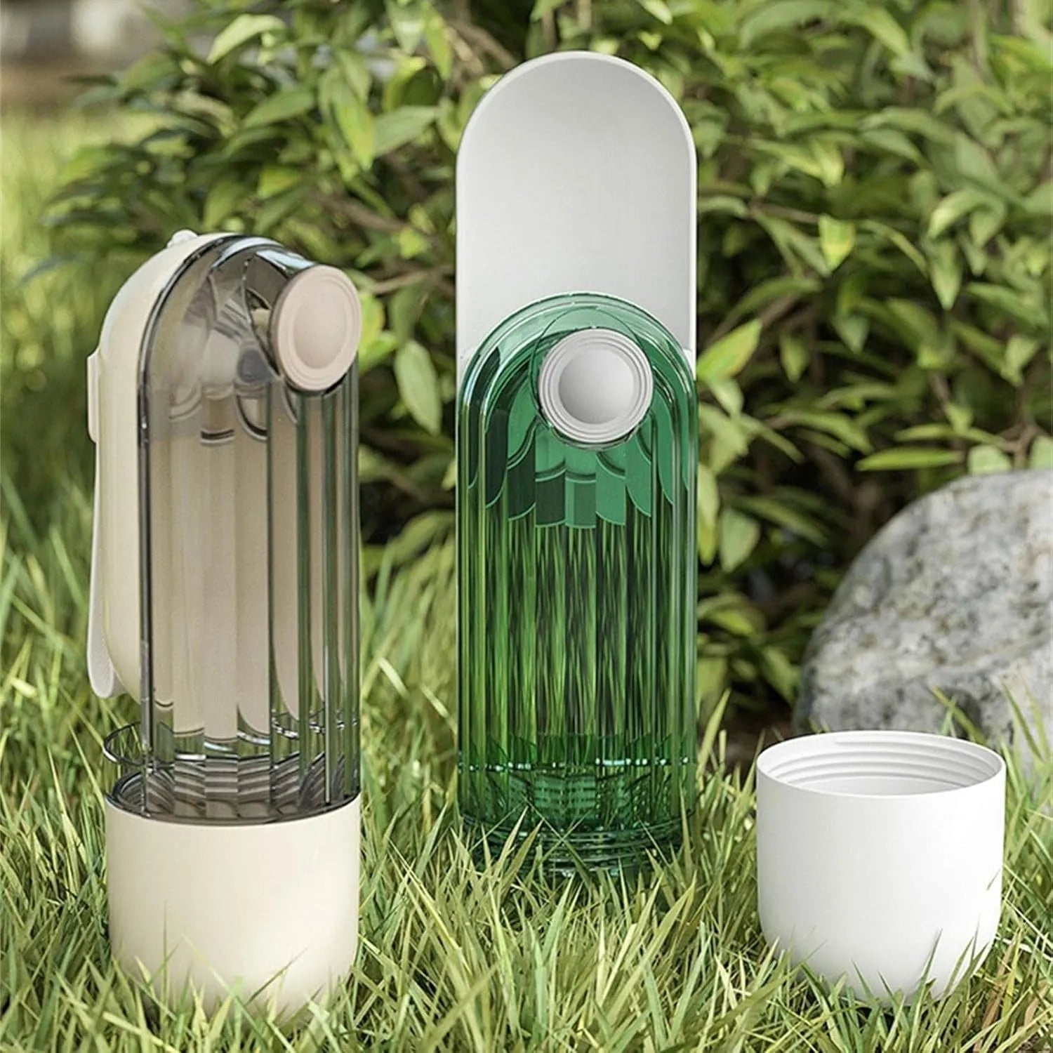 Foldable dog water bottle food dispenser with leak-proof design for outdoor use with pets