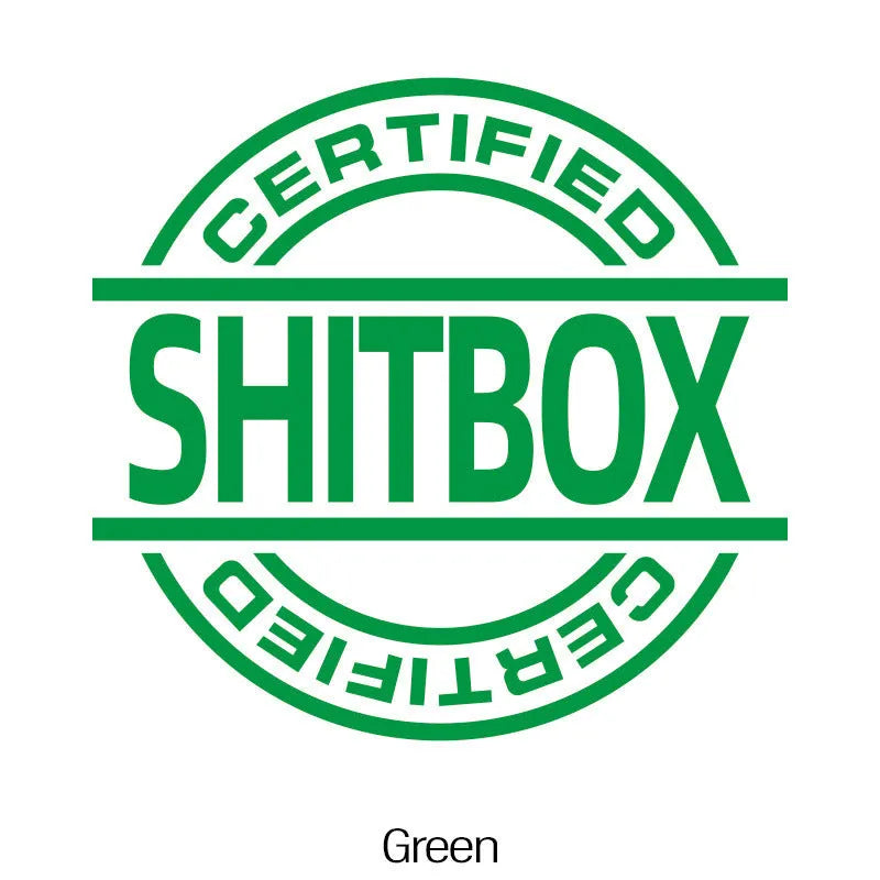 13x12cm vinyl car body sticker showing available colour options including black, white, silver, gold, red, yellow, blue, green, glitter and multicolour