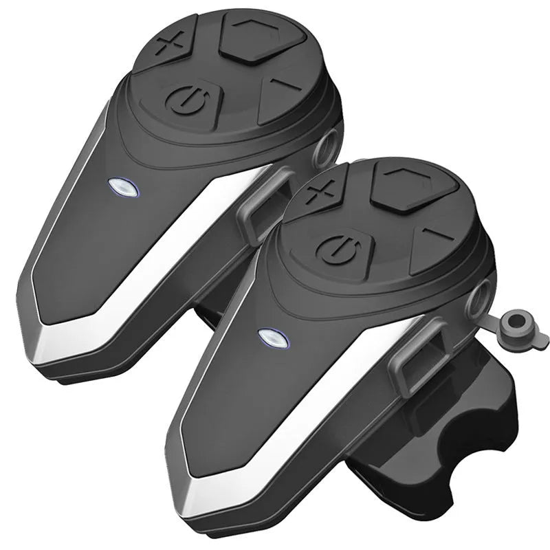 BT-S3NS wireless car headset in black with USB charging cable