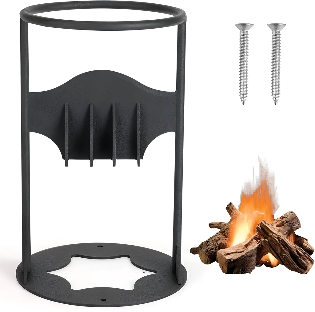 Manual wood splitting tool with high carbon steel head in cross style design on wall mount
