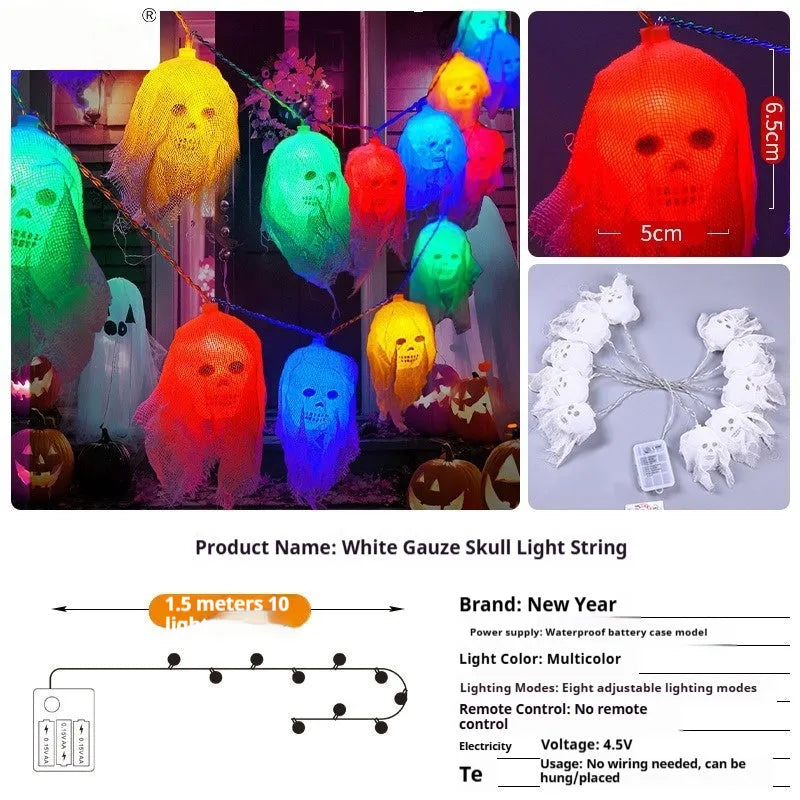 Halloween battery-powered LED coloured lights for indoor wall decoration in plastic shell