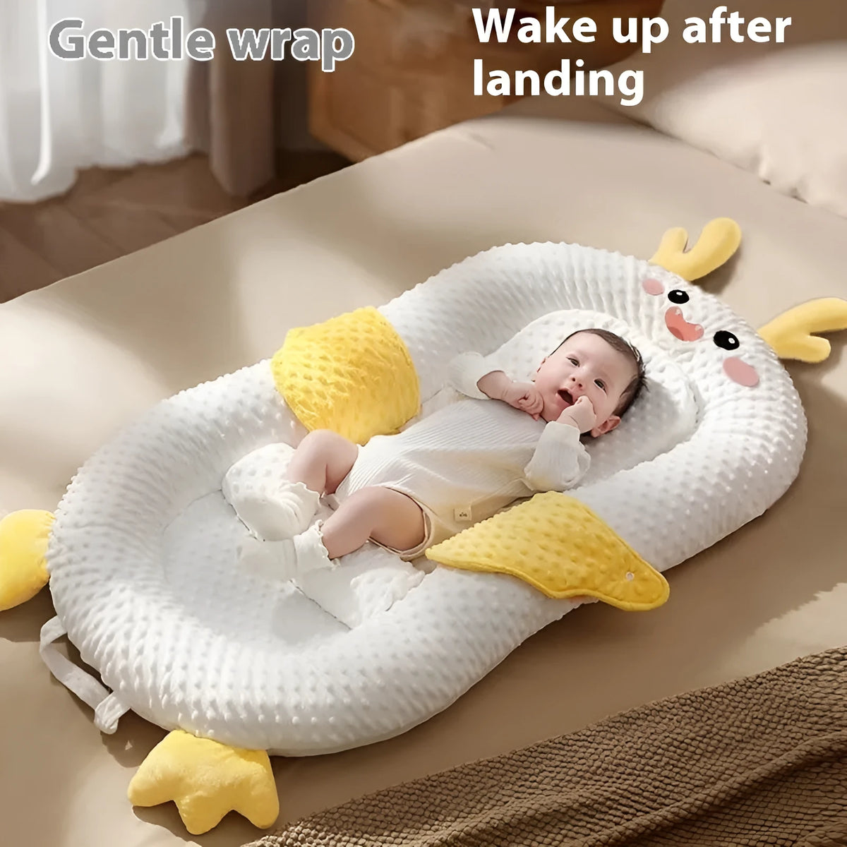 Newborn baby sleeping slope mattress foldable portable fabric in Little Dragon design