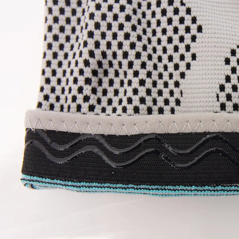 Sky blue elastic fibre knee pads with silicone lining for sports.