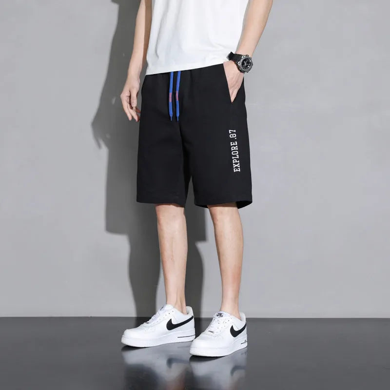 Cotton shorts for boys in plus sizes, available in black, khaki, and white.