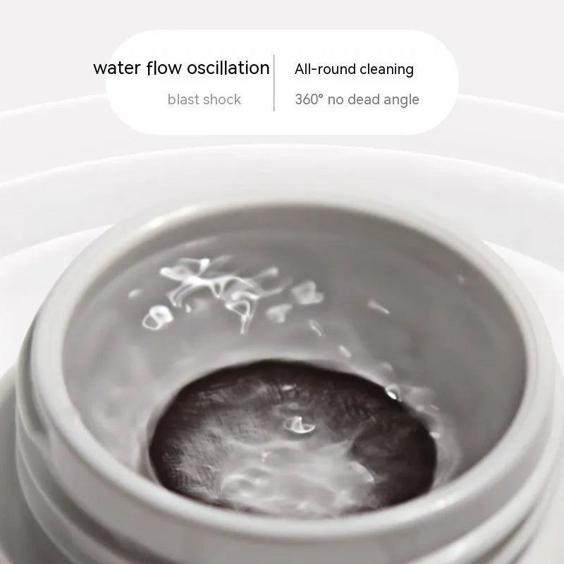 Electric ultrasonic cleaning machine body for invisible glasses in plastic with 85x65x30mm dimensions available in Pearl White Blue and Pink