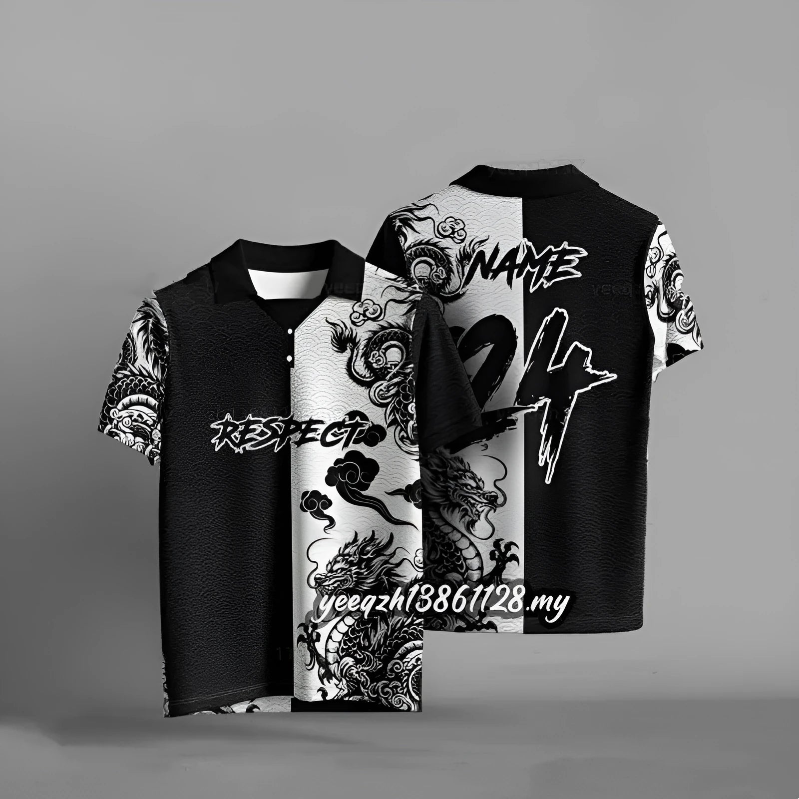 Black loose-fit casual t-shirt with a 3D digital print design on the front.