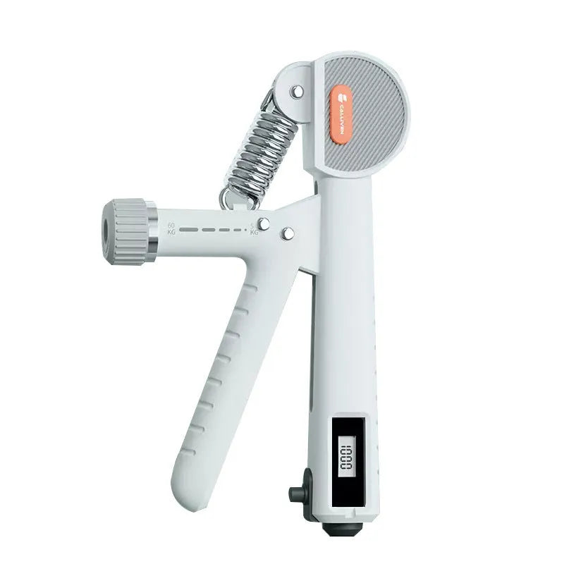 Adjustable spring grip strengthener in ABS plastic for household fitness and health massage available in white black and green