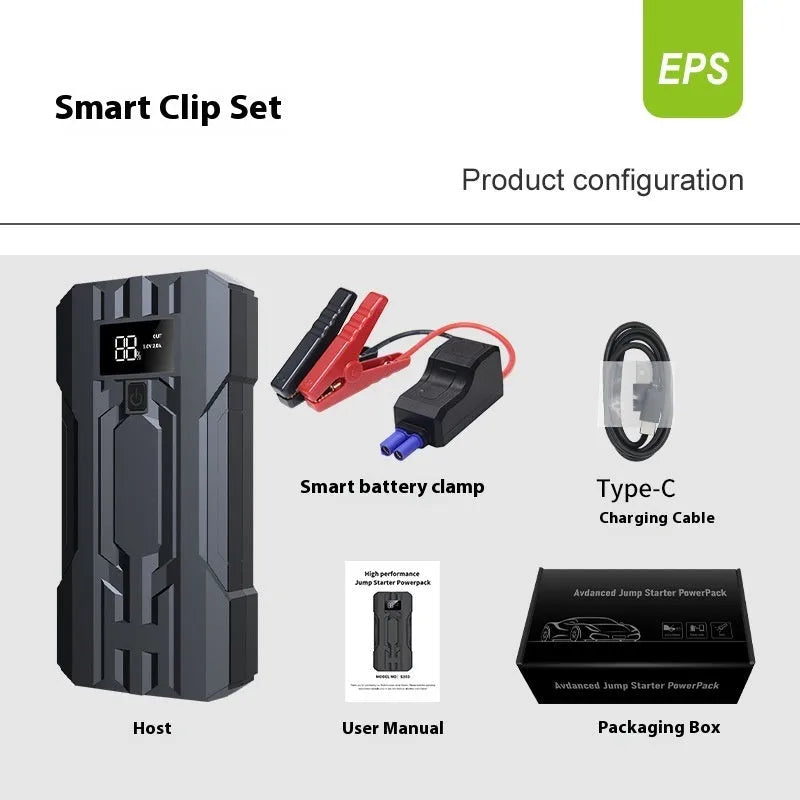 Portable 12V emergency jump starter 8000mAh 500A peak current 160x79x28mm with dual USB and LED light