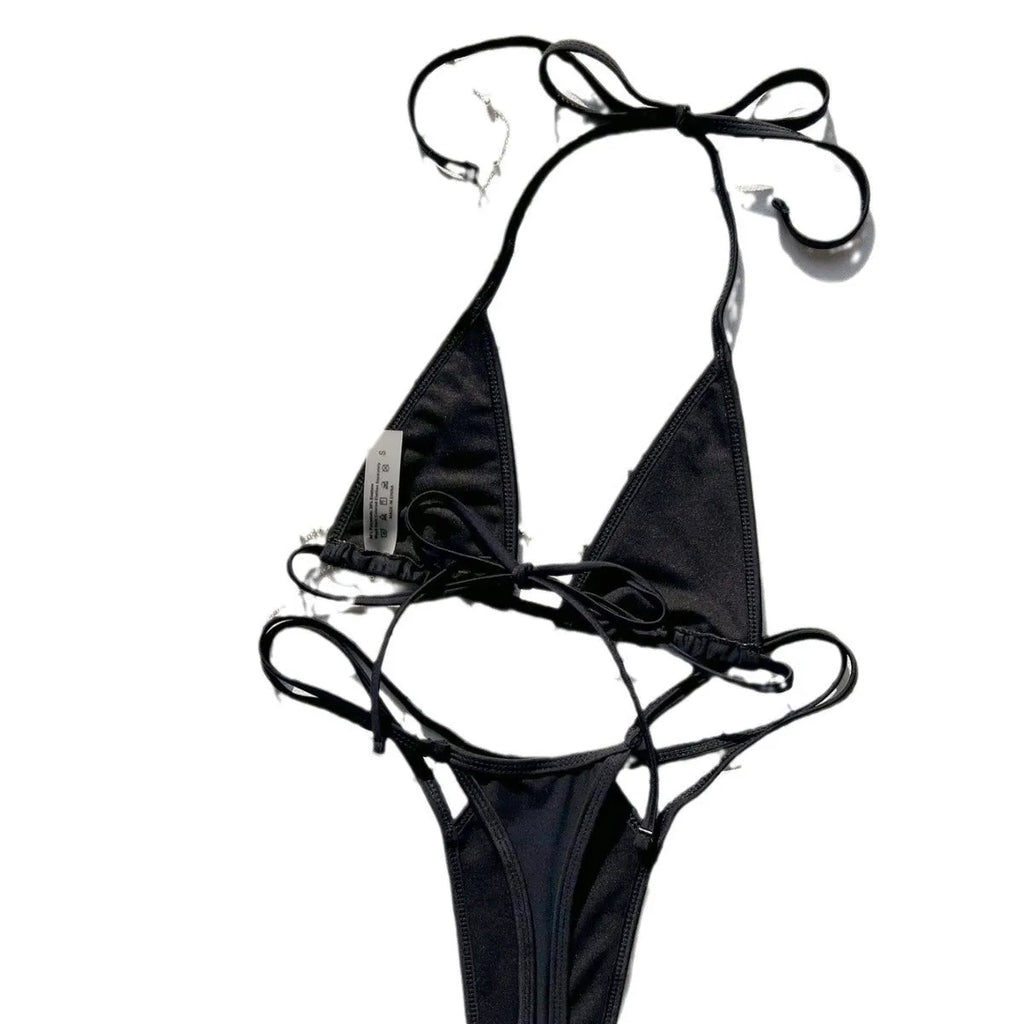 Bandage swimsuit backless nylon women's black swimming one-piece swimsuit size S M L XL