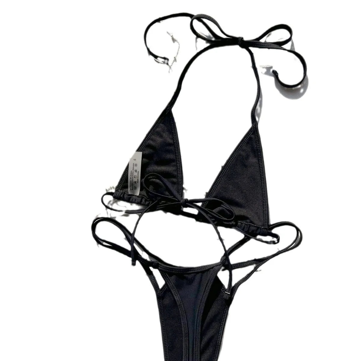 Bandage swimsuit backless nylon women's black swimming one-piece swimsuit size S M L XL