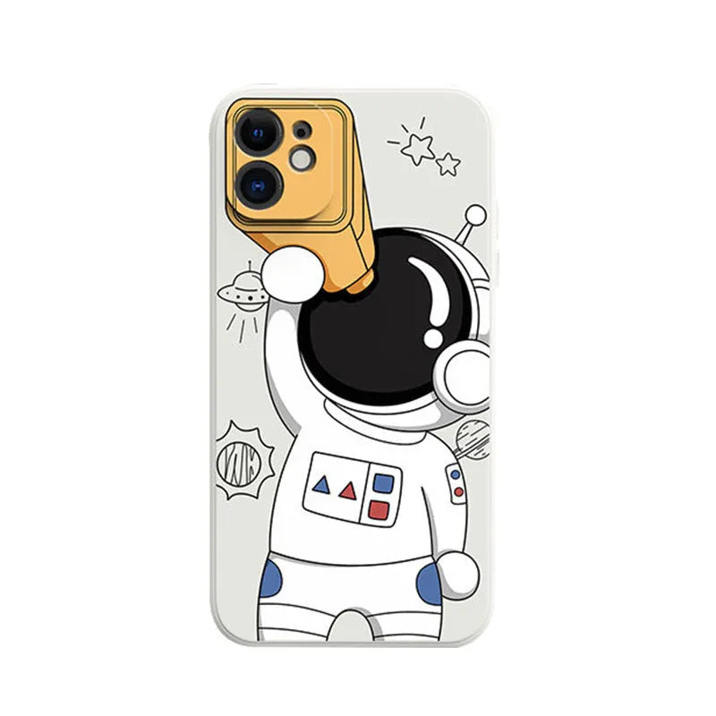 For Astronauts black TPU mobile phone case with side pattern for iPhone