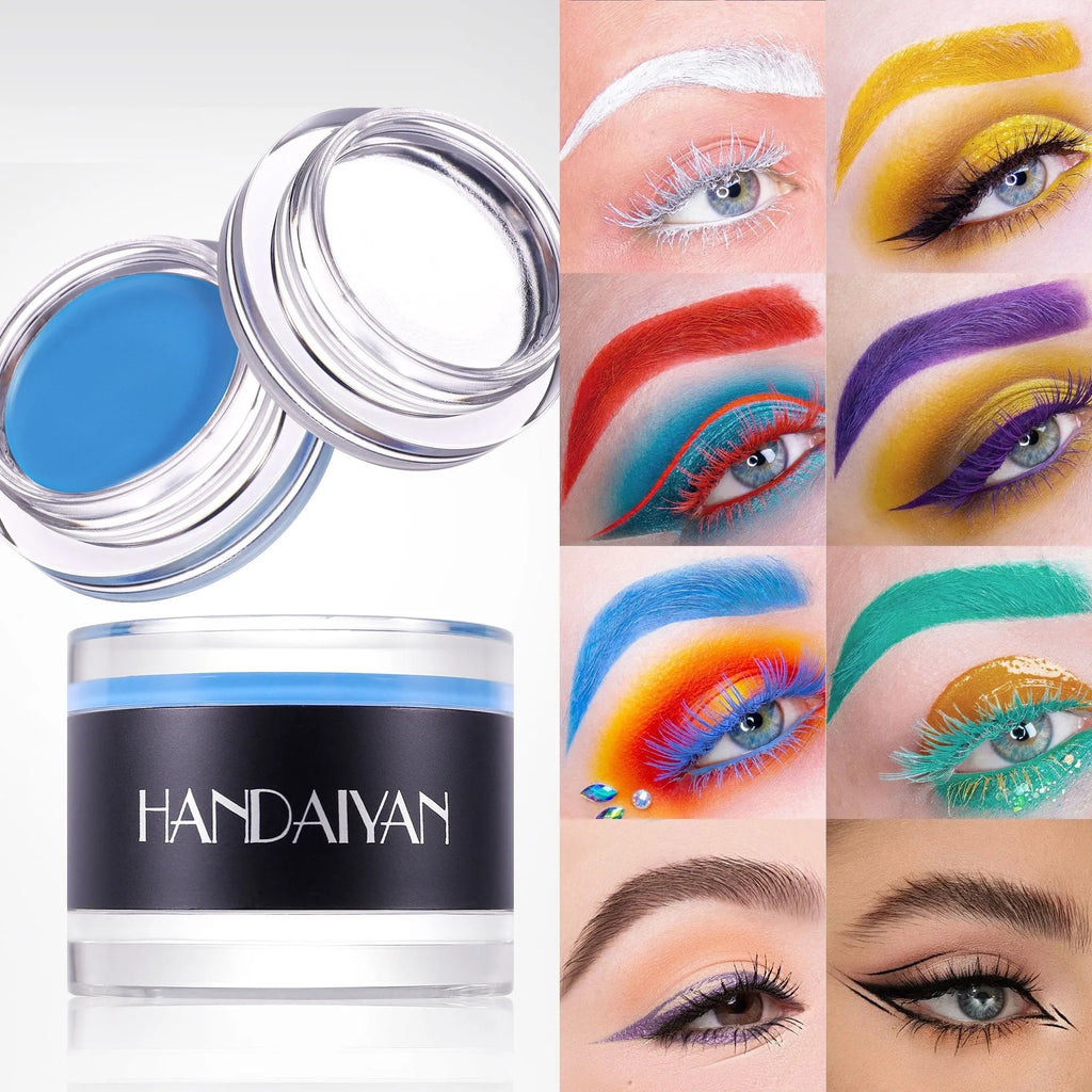 Waterproof 2-in-1 eyebrow wax and brow cream set with 4.3g each and eight colour options