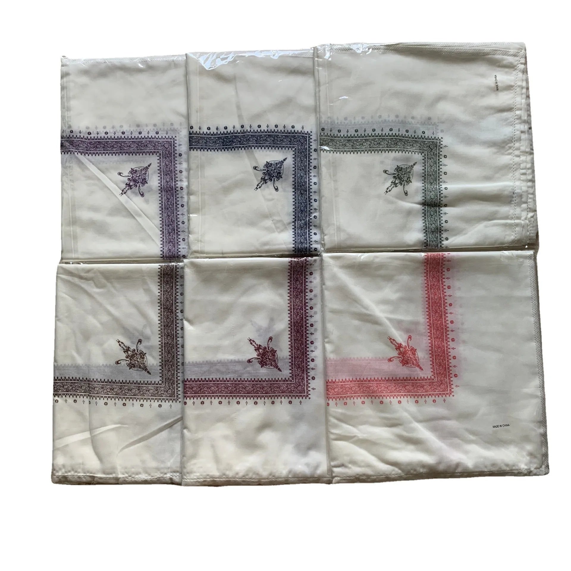 Printed square polyester scarf measuring 138x138cm in multiple colour options