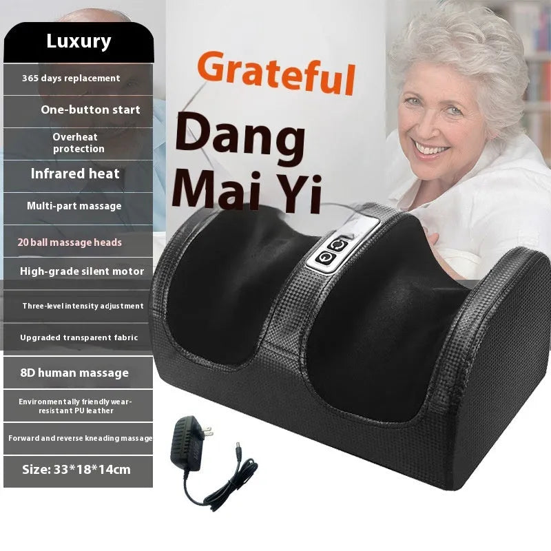 Automatic foot massage machine with remote control showing gold colour variant