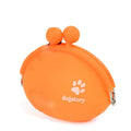 Yellow silicone dog treat storage bag with hook and loop closure measuring 9cm