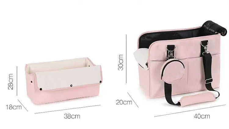 Portable nylon dog carrier bag in solid colour finish with adjustable shoulder strap for small pets