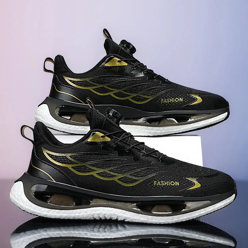 Youth button sneaker in low-top design with rotating button and breathable mesh upper