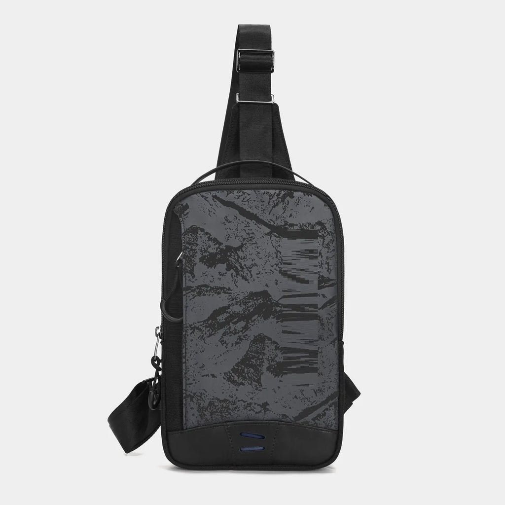 Casual black waterproof chest pack with soft TPU surface and single shoulder strap