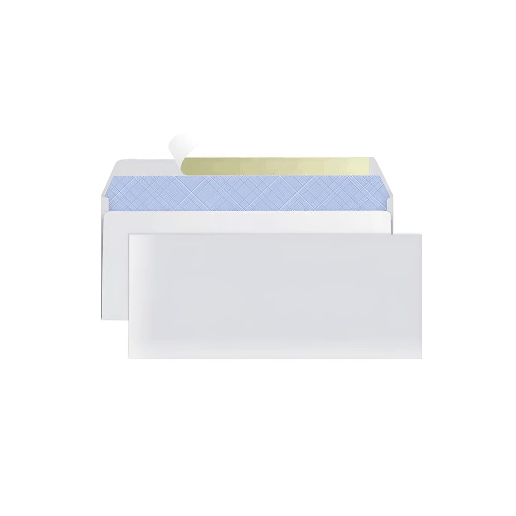 Blue confidential security envelope with self-adhesive flap measuring 105mm by 240mm