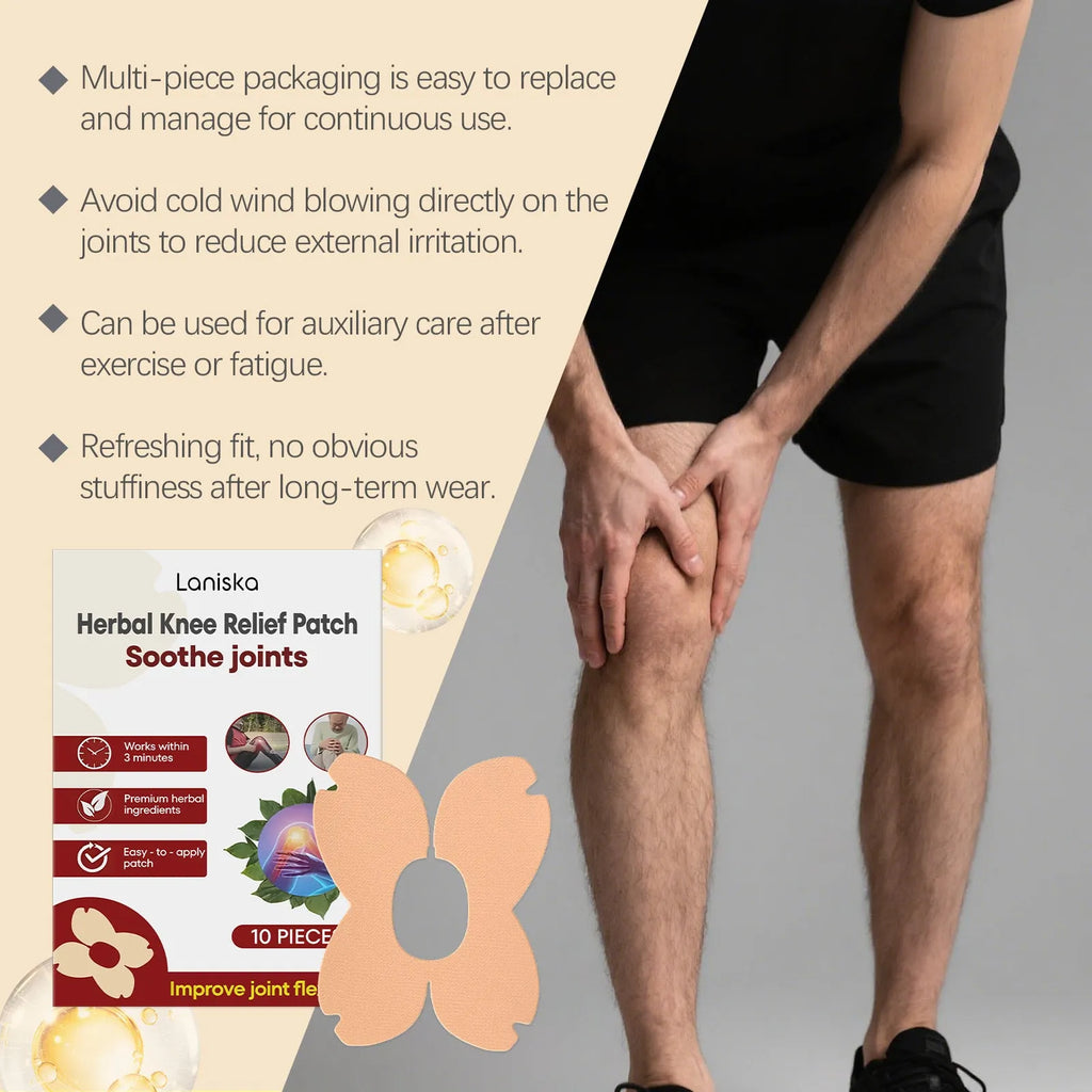 LANISKA box of 10 herbal joint care adhesive patches featuring moxa leaf and menthol