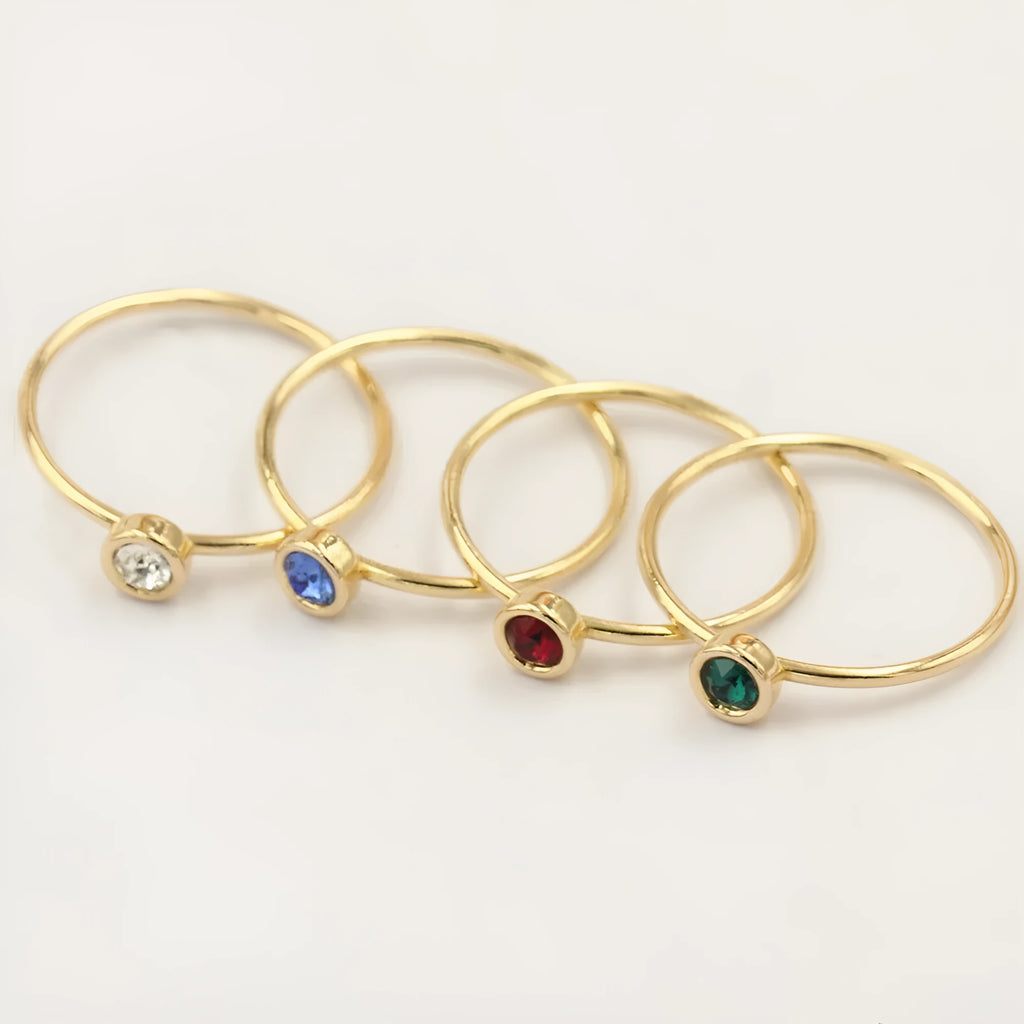 Women's 14K gilded copper knuckle ring with zircon stones in multiple colours