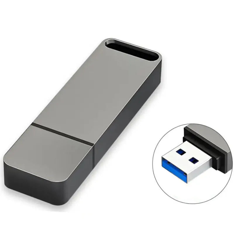Custom metal USB flash drive in black, red, or silver with graphic customisation option