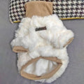 Turtleneck plush cotton-padded dog coat in high collar creamy green, sizes XS-XL for small and medium dogs