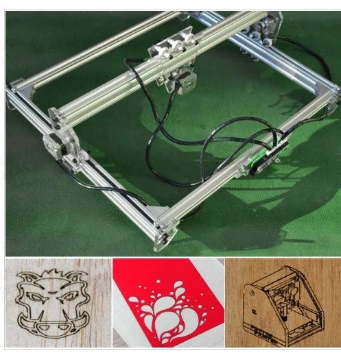 Miniature desktop laser engraving machine with a 400mm by 300mm base plate.