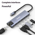 Steam Deck six-in-one docking station with HDMI, USB 3.0, and Ethernet ports in aluminum shell