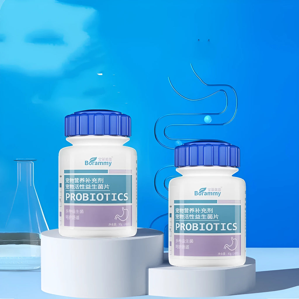 Bottle of Pet Active Probiotic Tablets, 180 count supplement for dog and cat digestive health.