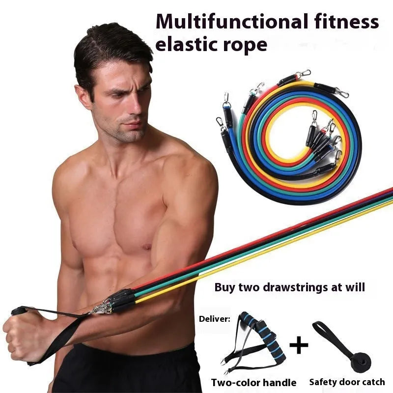 Multi-functional door sports 11-piece set with ABS pulling rope, shown with big hook and small hook options.