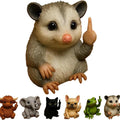 Mini resin animal doll with middle finger gesture, styles include cat, dog, elephant, frog, highland cattle, mouse, turtle.