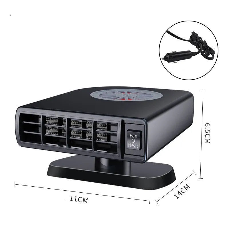 Black vehicle-mounted heater for car defrosting and defogging with 360-degree rotation