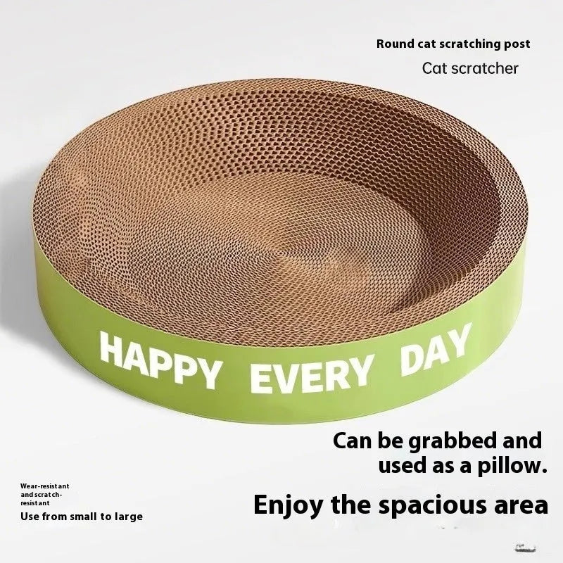 Green round cat scratching nest showing circular shape and scratching surface