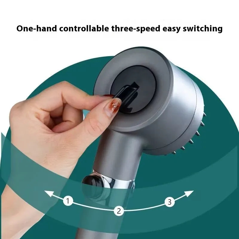 Portable strong boost bathroom shower head with three adjustable spray functions