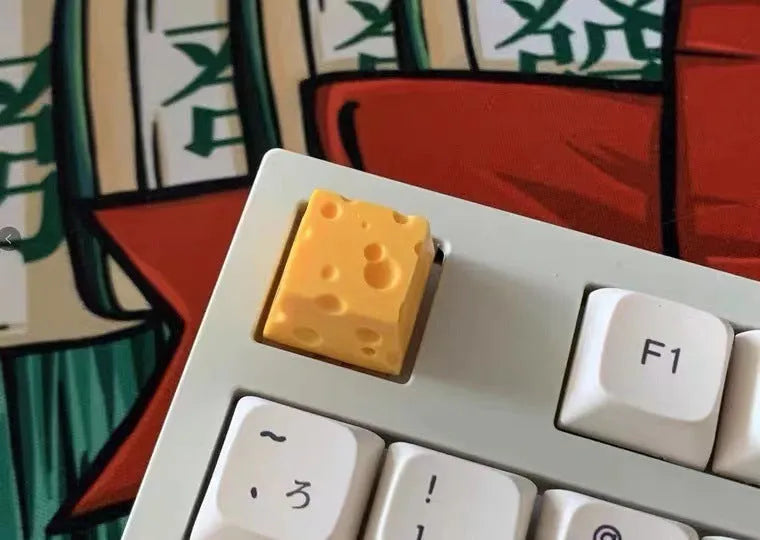 Yellow resin cheese character key cap for mechanical keyboard customisation