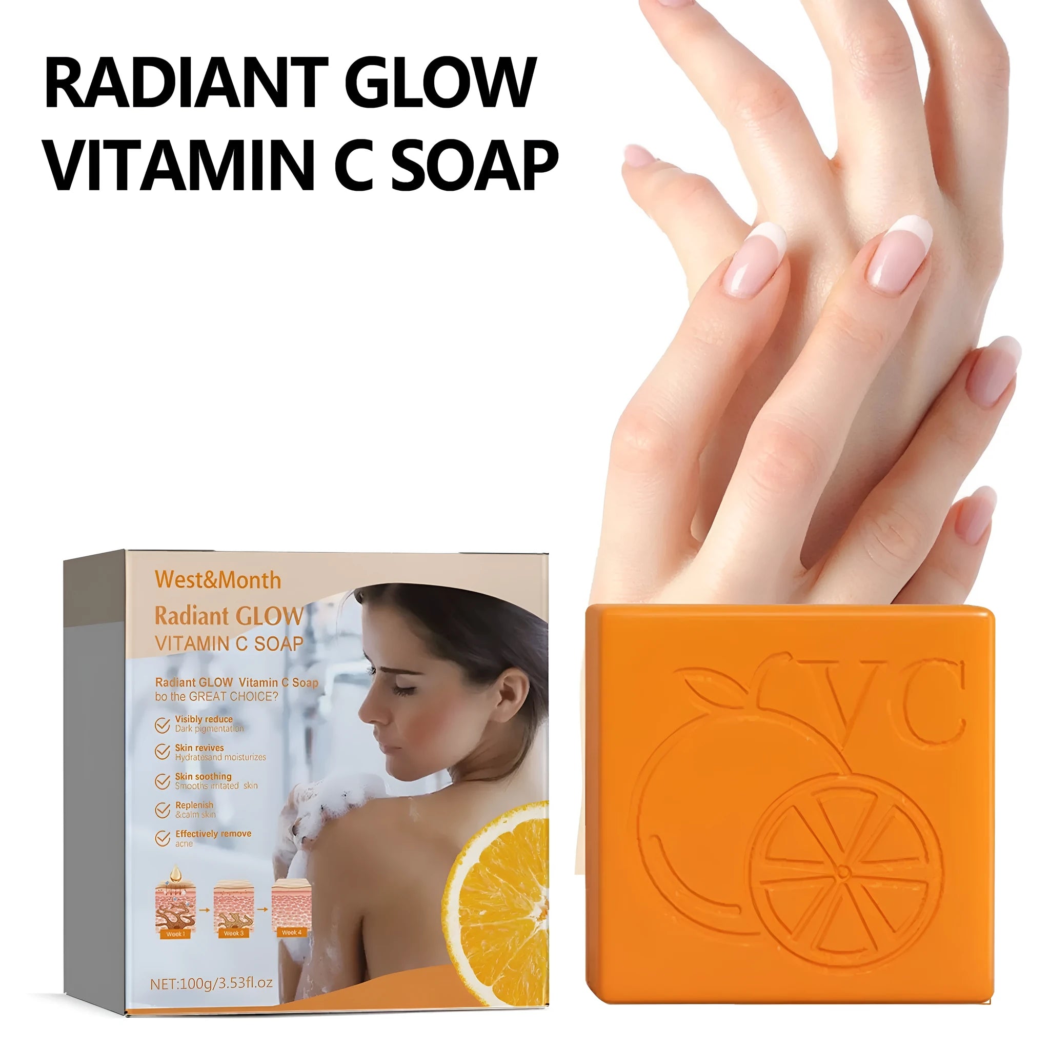 100g whitening vitamin body care soap bar with Kojic Acid, Hyaluronic Acid and Vitamin C formulation