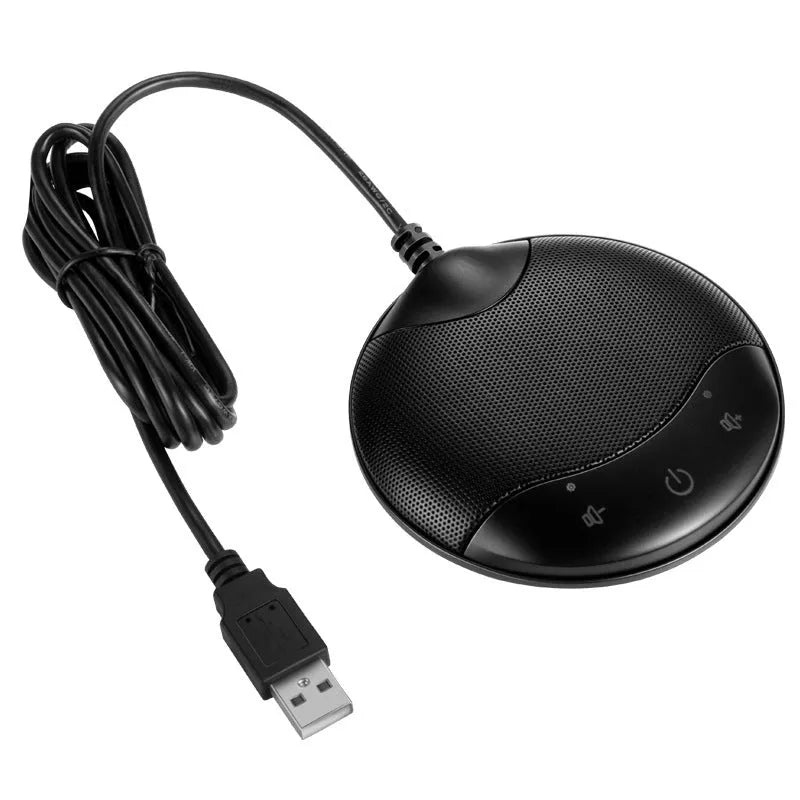 Black USB condenser microphone for computer voice recording and conference calls