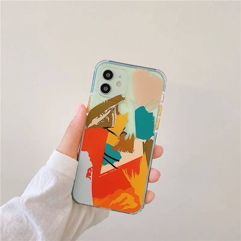 TPU back cover mobile phone case for Apple iPhone with Japanese Korean camouflage style, soft shell