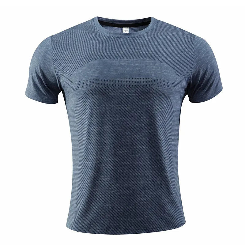 Men's short sleeve running t-shirt in polyester spandex fabric for basketball and workouts