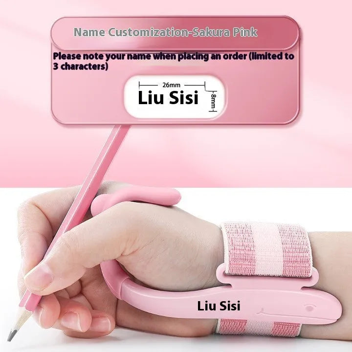 Blue and pink anti-hook pen holder corrector for writing posture training
