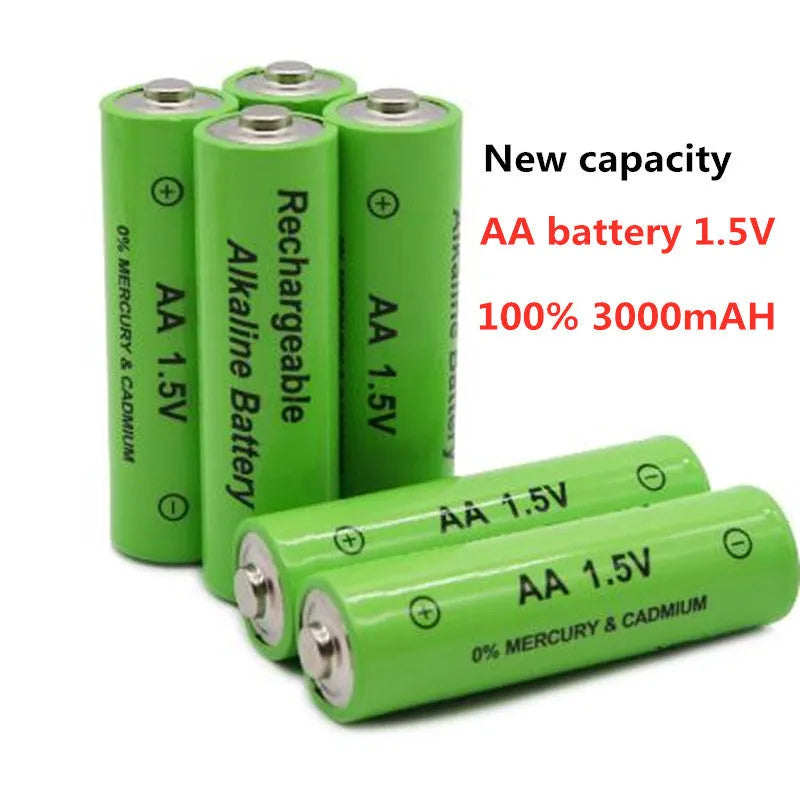 Rechargeable alkaline AA battery with 3000mAh capacity and industrial-grade construction