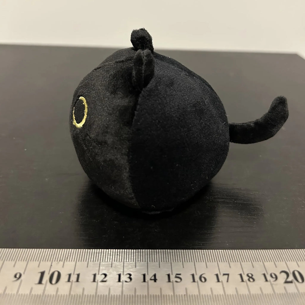 Fluffy black cat plush toy pillow cushion measuring 35 cm in length